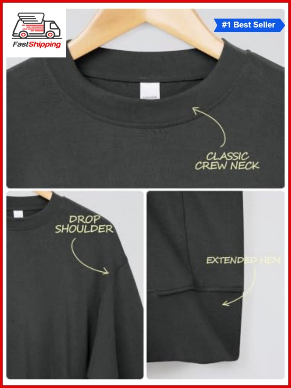 Modal Soft Long Sleeve Oversized Sweatshirt High Crew Neck Pullover - Picture 4 of 5